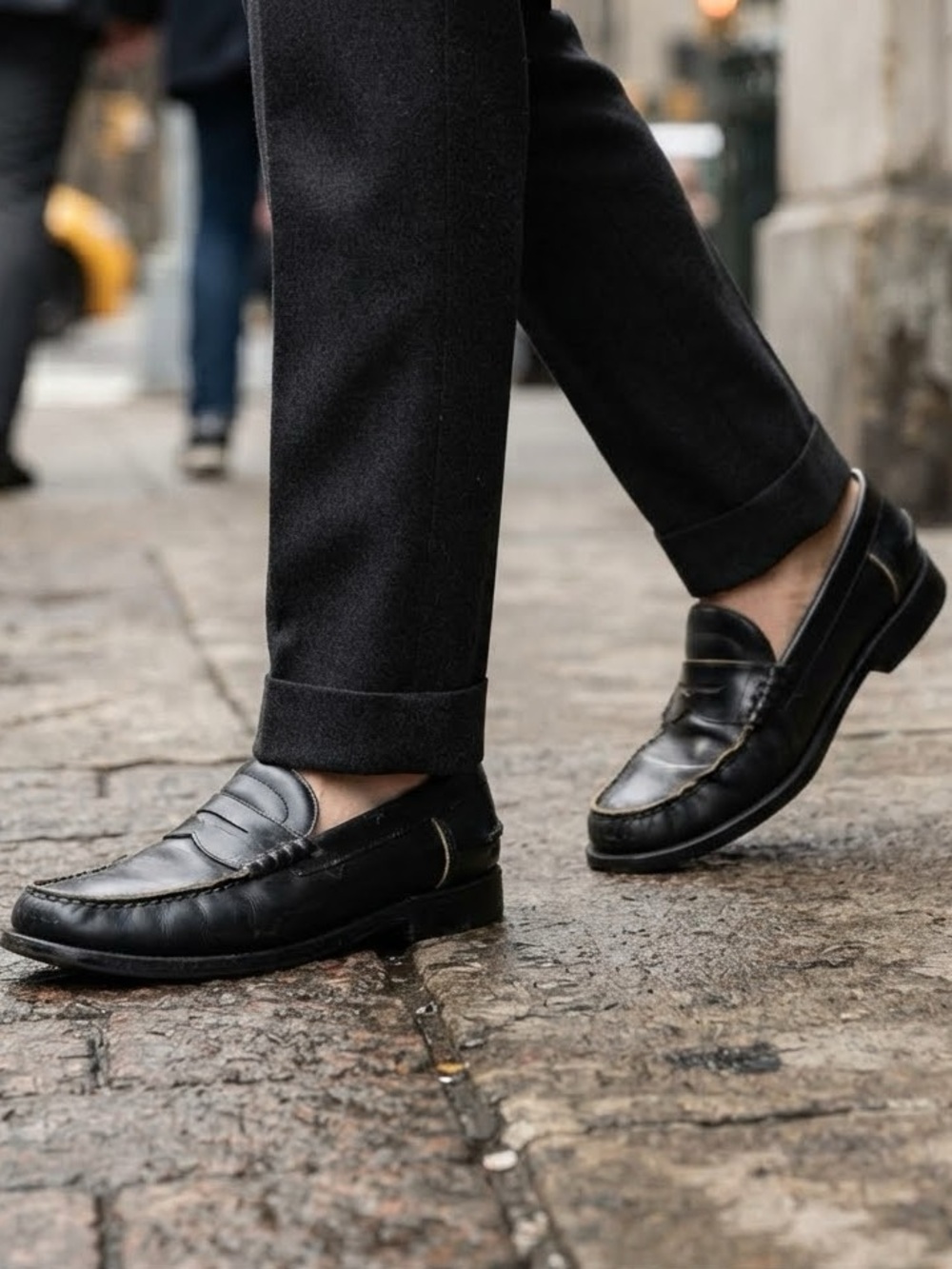 G.H. Bass Nobel Black Leather Penny Loafers Slip-On Dress Shoes 9.5M Preppy